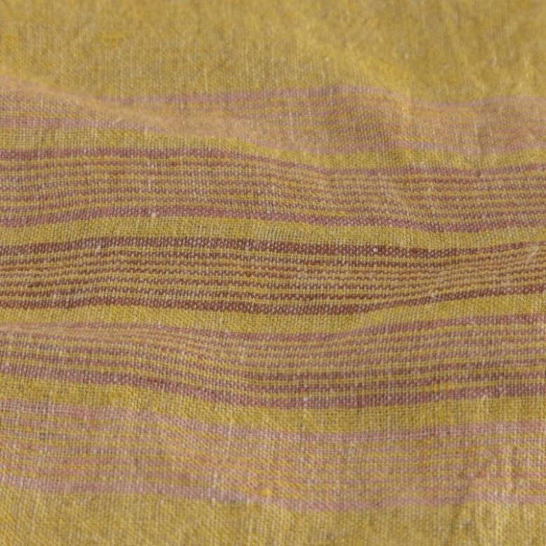 Linen Tea Towel In Yellow With Pink & Red Stripes