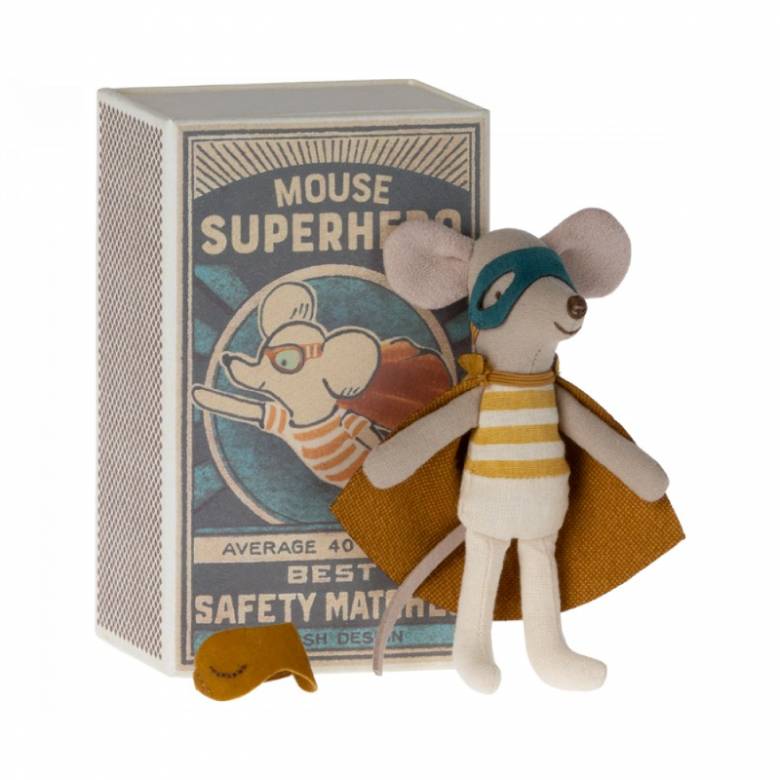Little Brother Super Hero Mouse In Matchbox By Maileg 3+