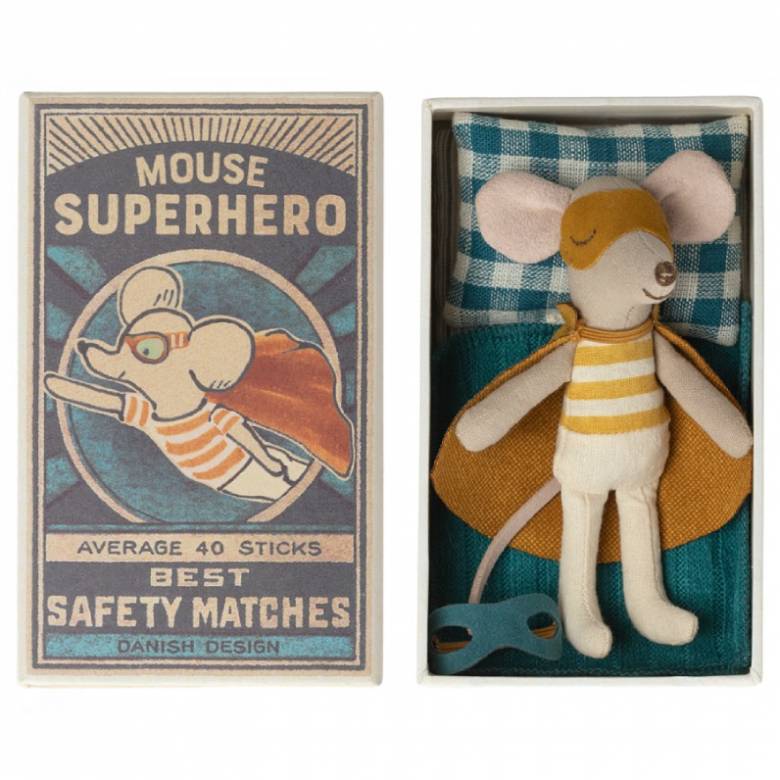 Little Brother Super Hero Mouse In Matchbox By Maileg 3+