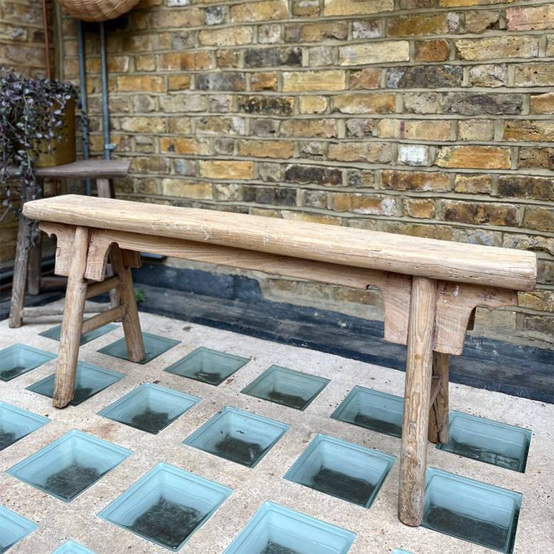 Long Slim Reclaimed Wooden Bench L:119cm