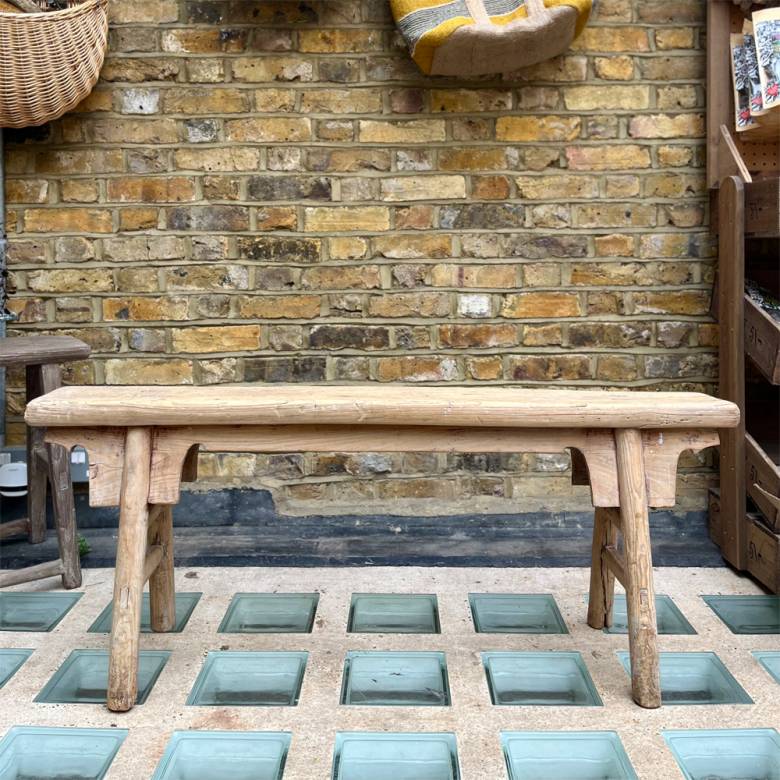 Long Slim Reclaimed Wooden Bench L:119cm
