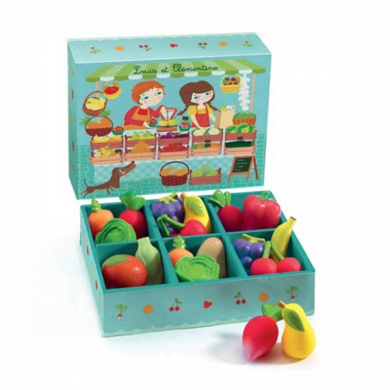 Louis and Clementine Vegetable Shop Set By Djeco