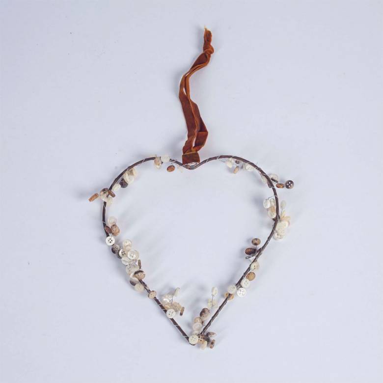Medium Beaded Heart Hanging Decoration