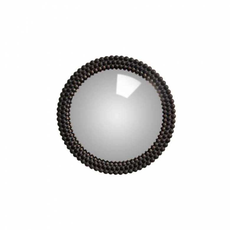 Medium Bobble Textured Convex Mirror In Black 20.5cm