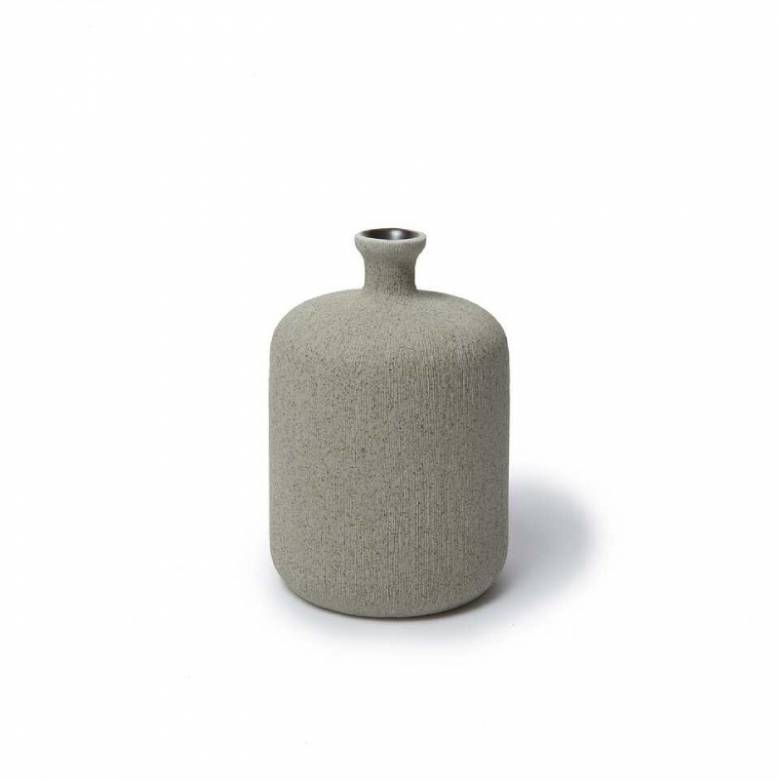 Medium Bottle Shaped Vase In Textured Sand Grey H: 11cm Lindform
