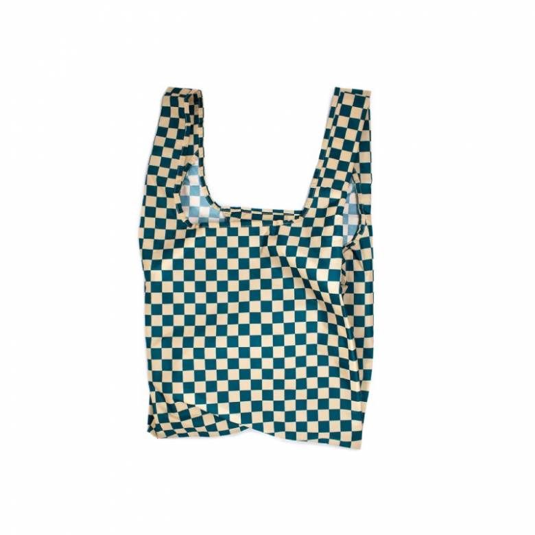 Medium Eco Bag Kind Bag - Checkerboard Teal & Beige