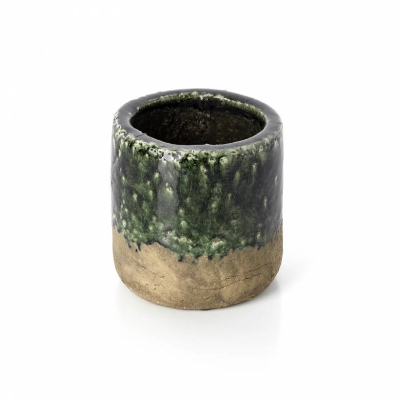 Medium Green Glazed Concrete Plant Pot