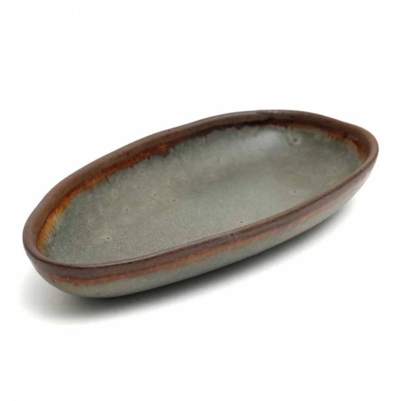 Medium Oval Stoneware Serving Platter with Rustic Glaze