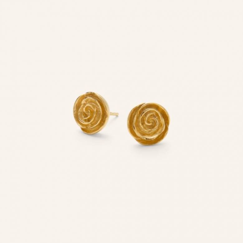 Medium Rose Stud Earrings In Gold By Pernille Corydon