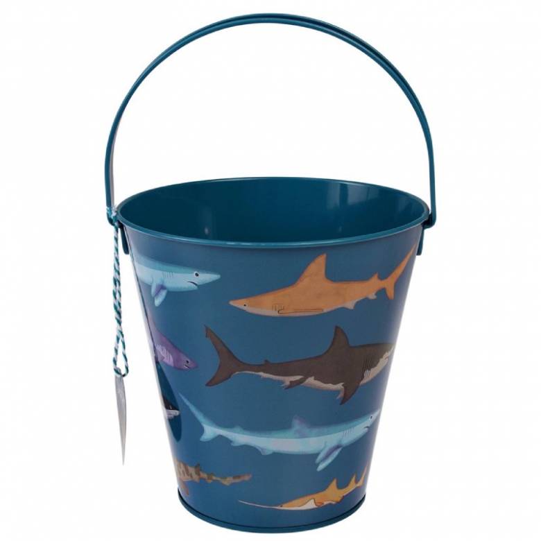 Metal Bucket With Sharks Print