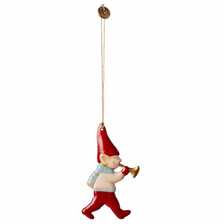 Metal Pixy With Trumpet Hanging Christmas Decoration By Maileg