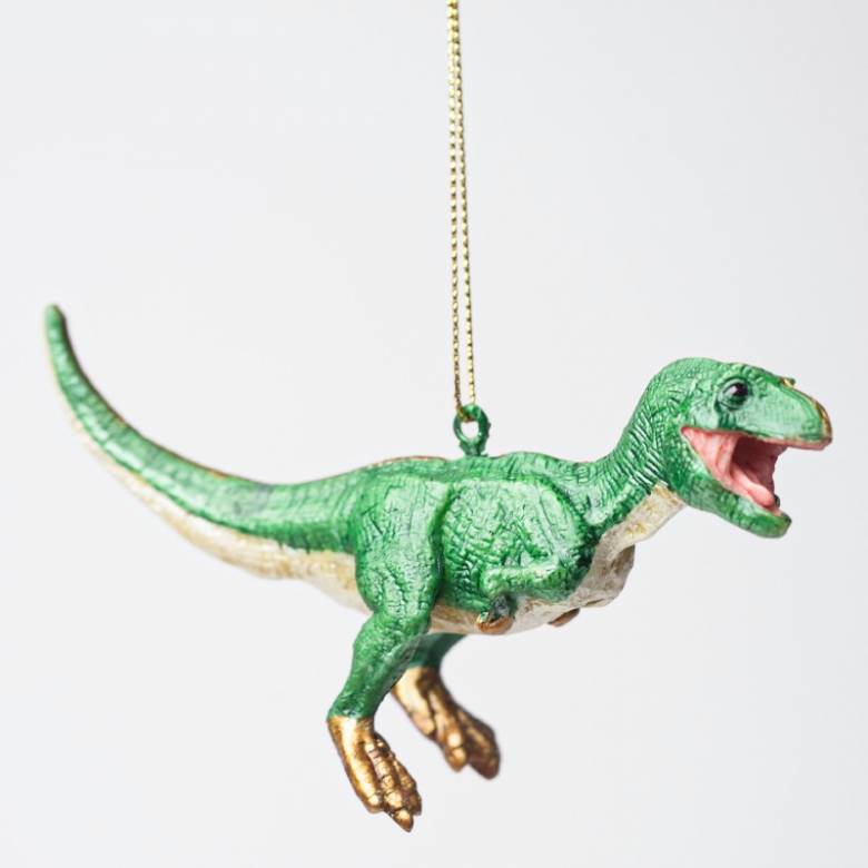 Metallic Resin Dinosaur Hanging Christmas Decoration