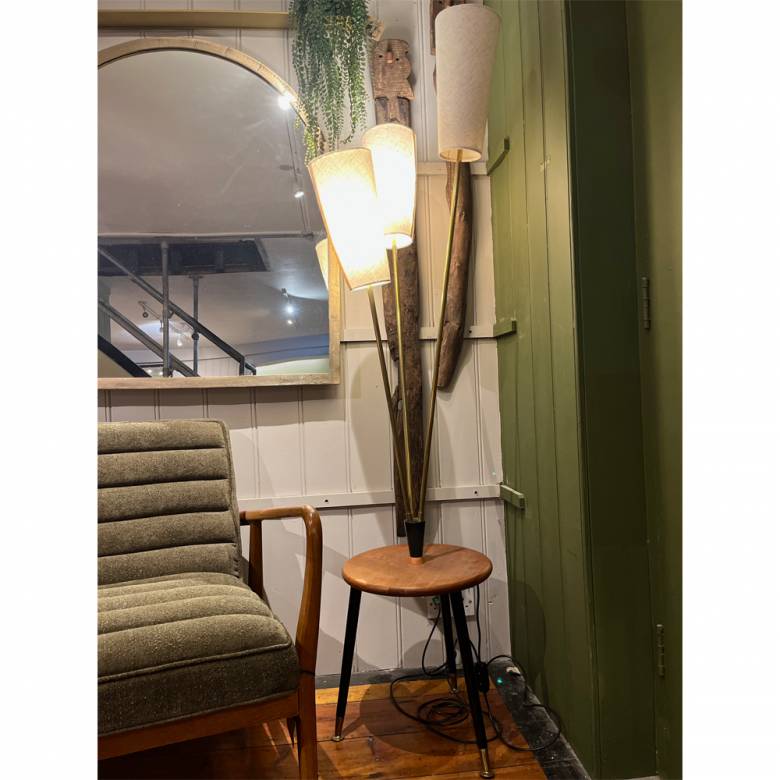 Mid Century Floor Lamp With Attached Table