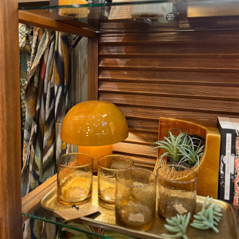 Mid-Century Style Teak & Glass Shelving Unit