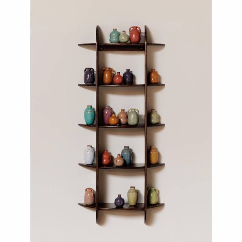 Mid Century Style Wooden Sectioned Wall Shelving