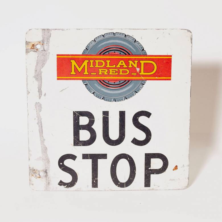 Vintage Bus Stop Sign - Midland Red