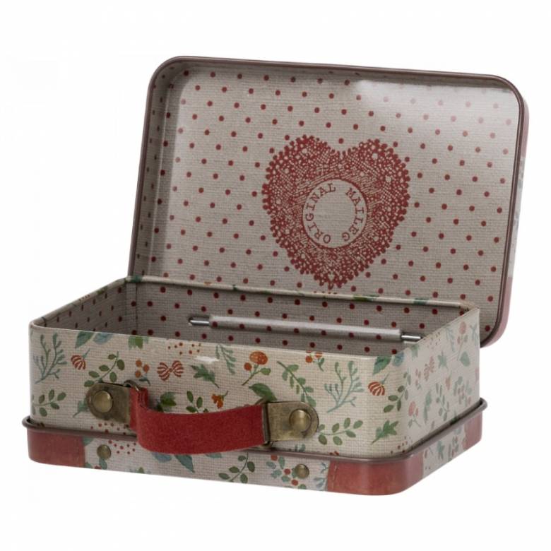 Mini Metal Suitcase In Holly Pattern By Maileg