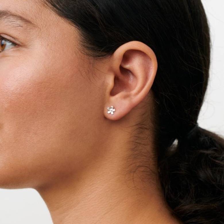 Mini Wild Poppy Earsticks In Silver By Pernille Corydon