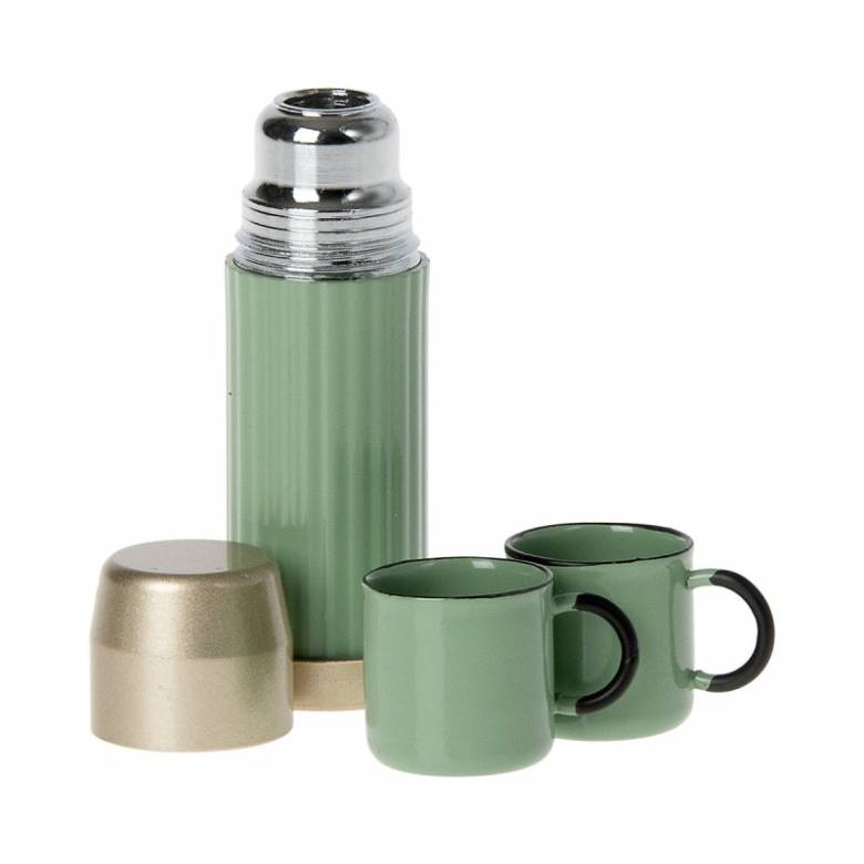 Miniature Thermos And Cups In Mint By Maileg 3+
