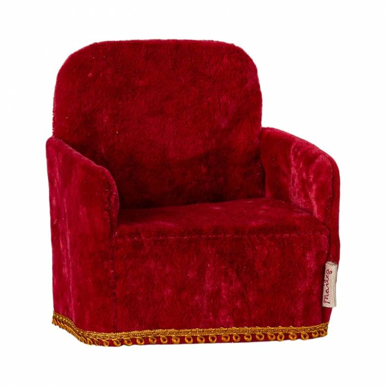 Miniature Toy Red Velvet Armchair By Maileg 3+