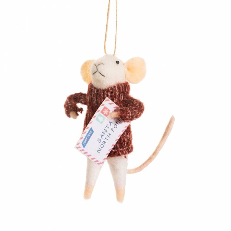 Mouse With Letter To Santa Hanging Christmas Decoration