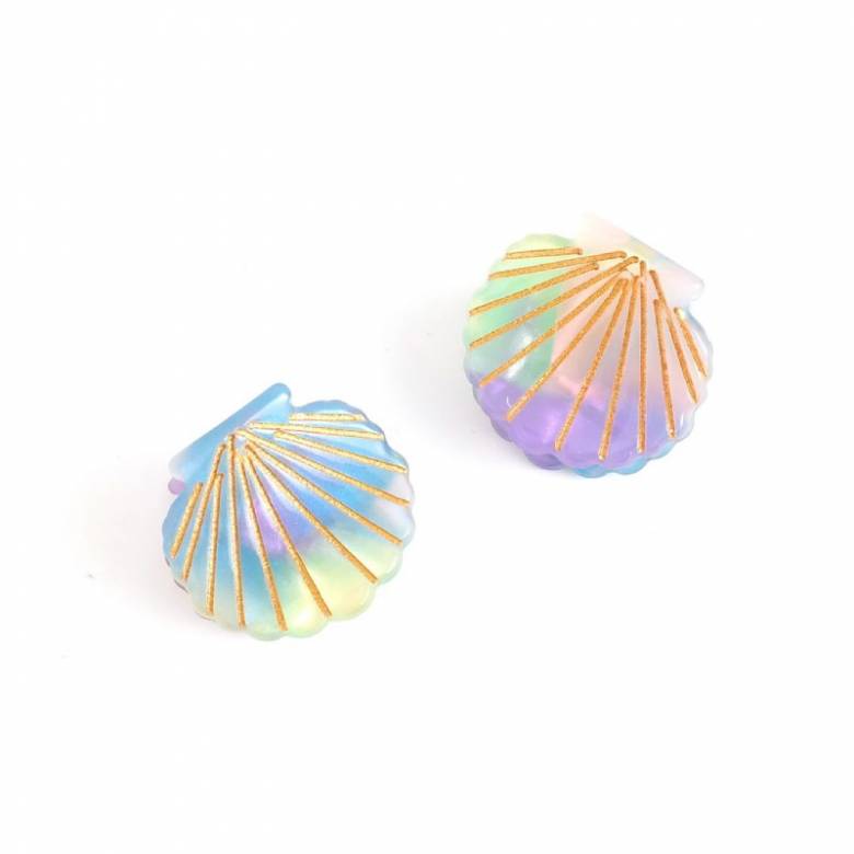 Multi-Coloured Shells - Pair Of Claw Hair Clips