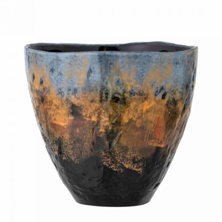 Multi Coloured Tapered Stoneware Vase H:20cm