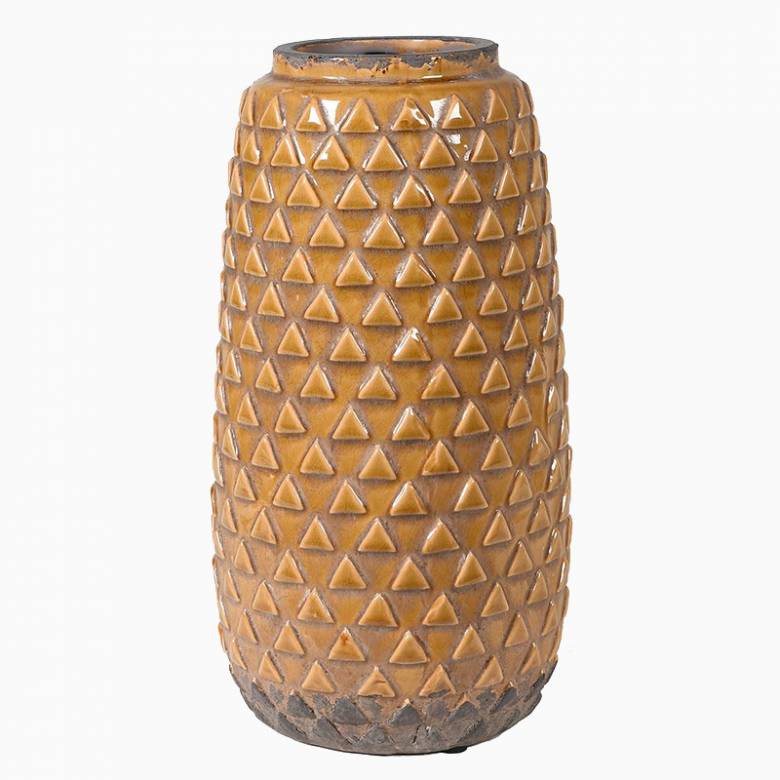 Mustard Triangular Patterned Vase 34.5cm