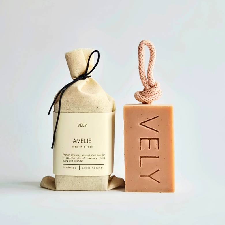 Natural Handmade Soap On A Rope - Amelie 110g