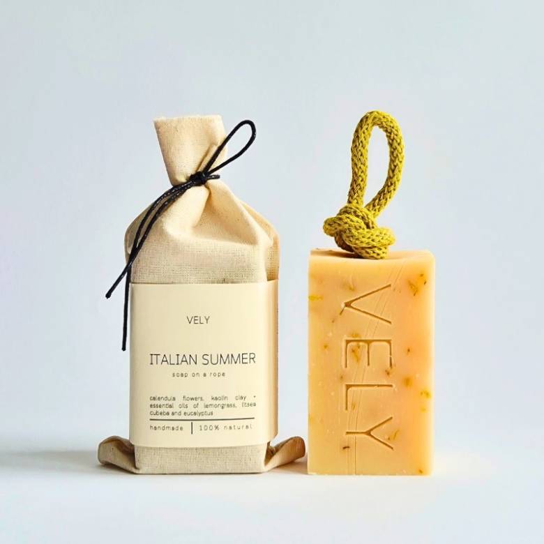 Natural Handmade Soap On A Rope - Italian Summer 110g