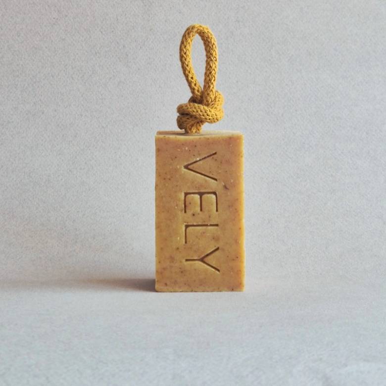 Natural Handmade Soap On A Rope - Orange Kiss 110g