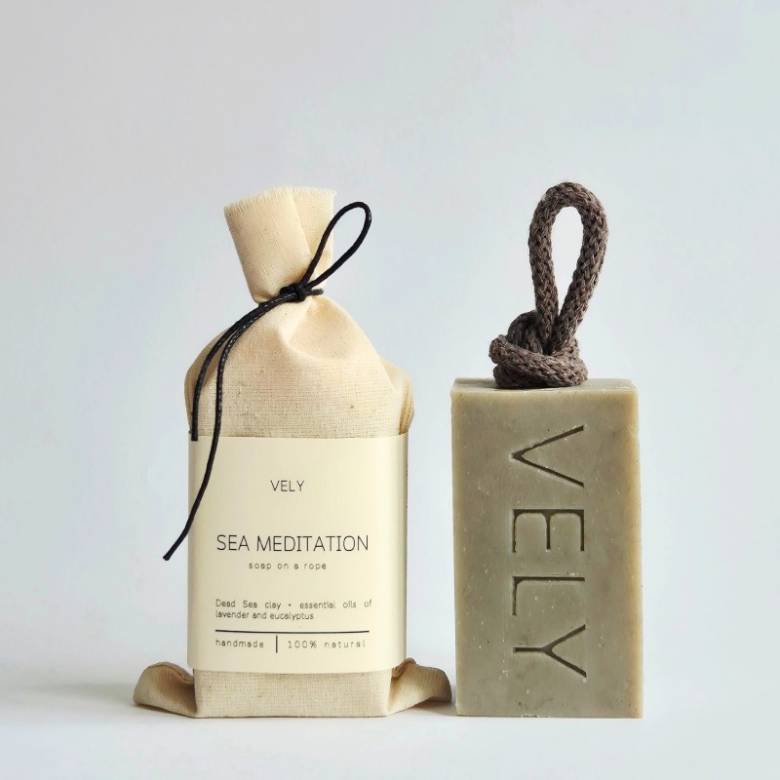 Natural Handmade Soap On A Rope - Sea Meditation 110g
