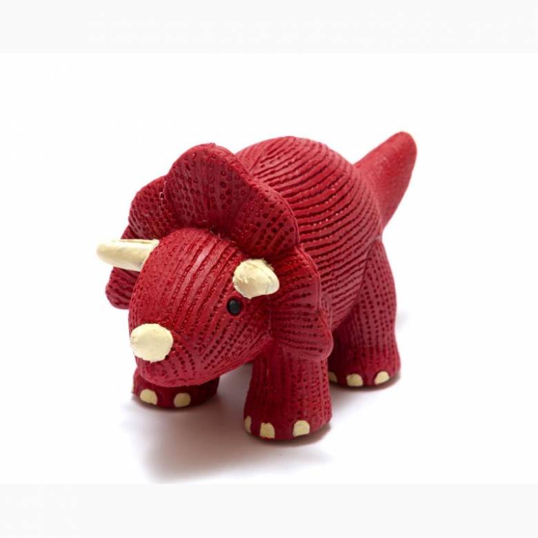 Natural Rubber Red Triceratops Dinosaur Bath & Teether Toy 0+