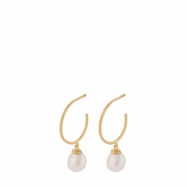 Ocean Dream Hoops In Gold With Pearl Drop By Pernille Corydon