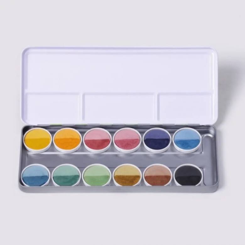 Okonorm Set Of 12 Watercolour Paints In Metal Box 3+