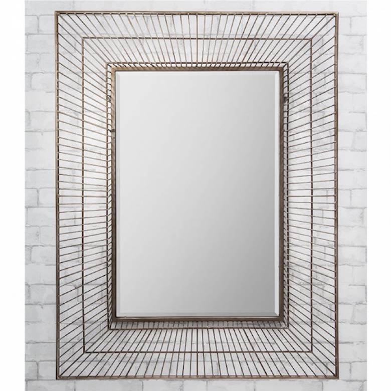 Last One! Olden Large Rectangular Wire Frame Mirror