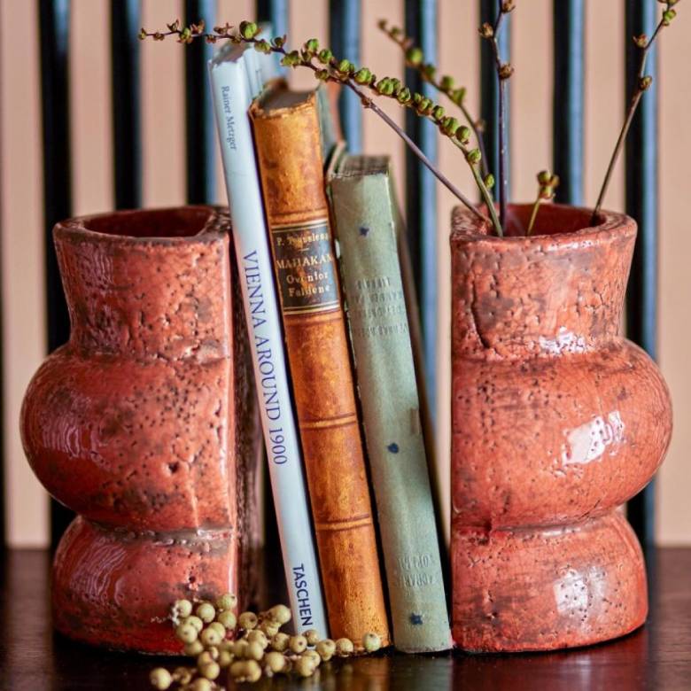 Orange Terracotta Vase Bookends