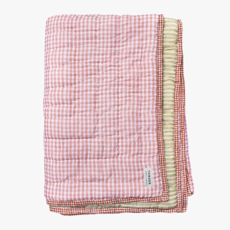 Organic Cotton Bedspread Quilt In Dusty Rose - Double