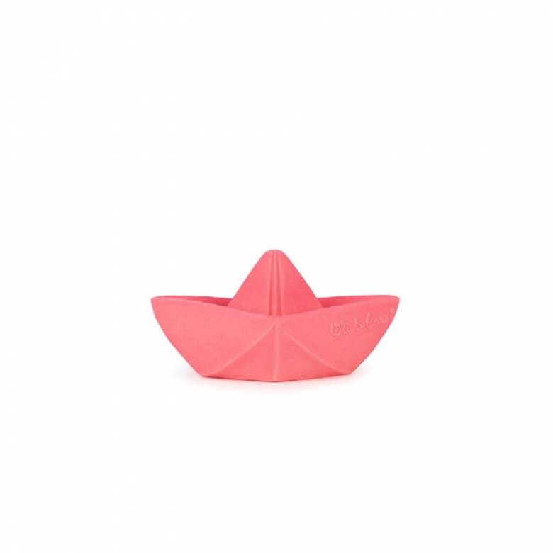 Origami Boat Natural Rubber Bath Toy In Pink 0+