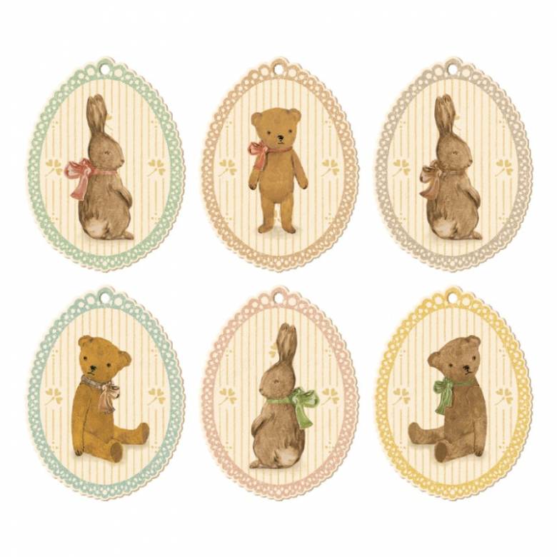 Pack Of 12 Bunnies & Teddies Gift Tags By Maileg
