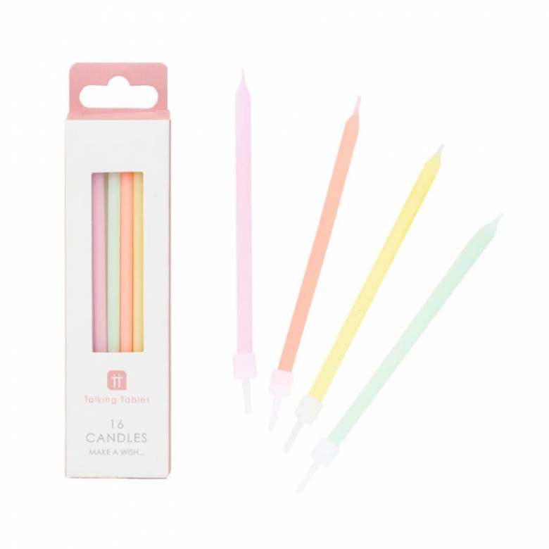 Pack Of 16 Pastel Coloured Cake Candles