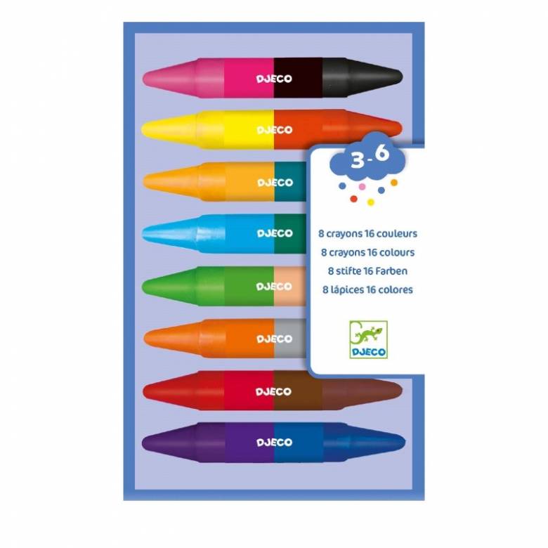Pack Of 8 Double Ended Crayons By Djeco 3+