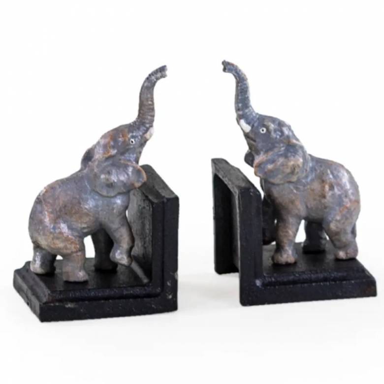 Pair Of Cast Iron Elephant Bookends