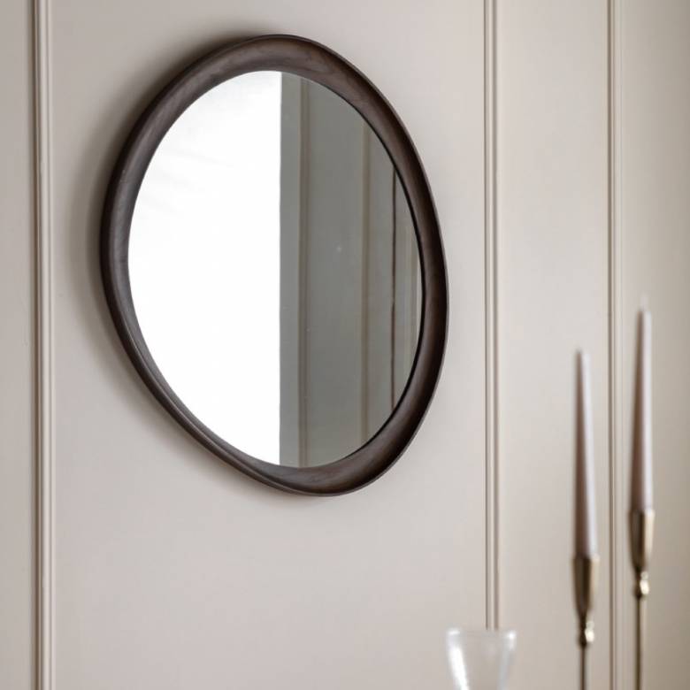 Pebble Organic Shaped Mirror In Walnut