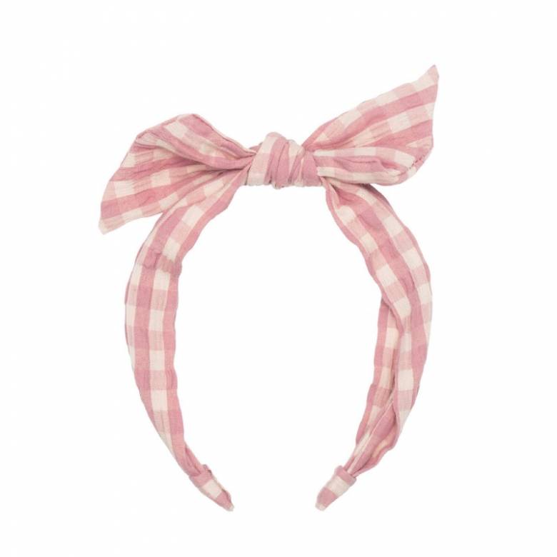 Pink Gingham Tie Hairband