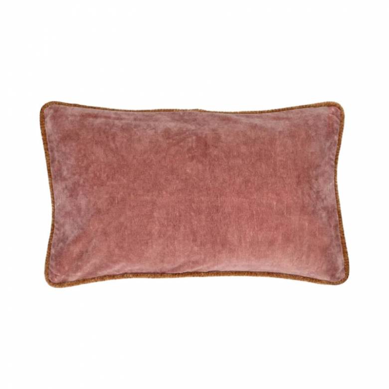 Pioni Rectangular Velvet Cushion In Pink 50x30