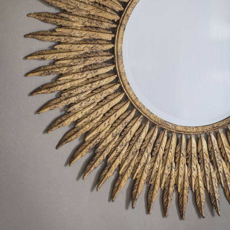 Plume Gold Circular Mirror D:62cm