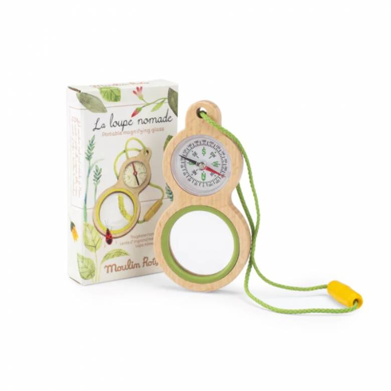 Portable Wooden Magnifying Glass With Compass By Moulin Roty 3+