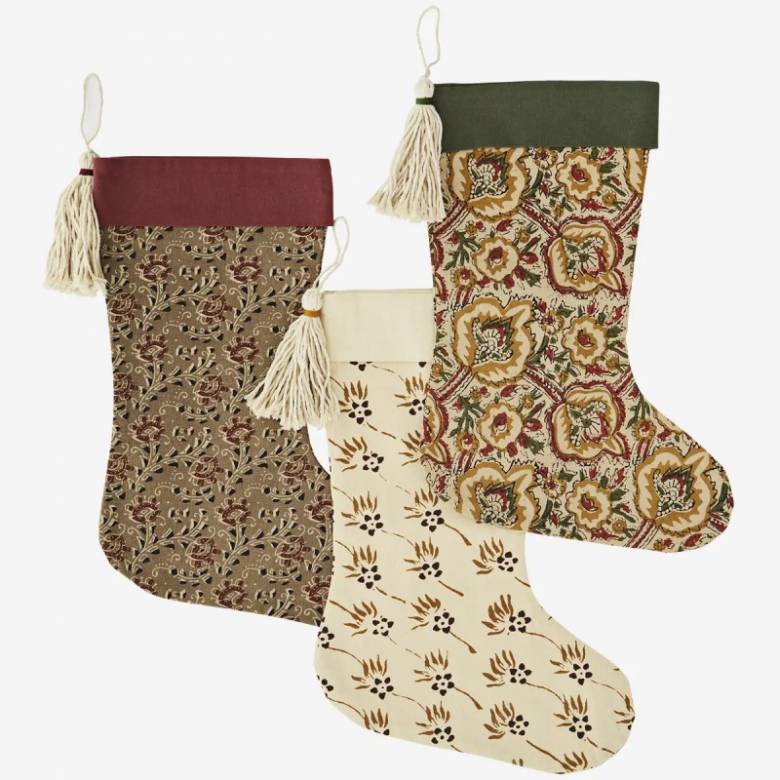 Printed Cotton Christmas Stocking - Various Patterns