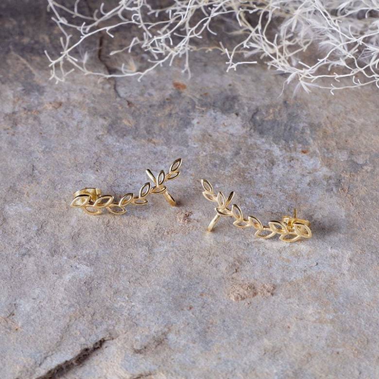 Pritee Ear Climber Stud Earrings In Gold